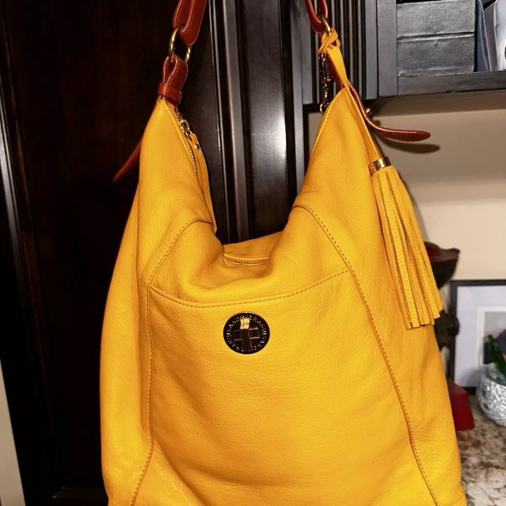 Isaac Mizrahi Yellow Hobo Bag with Curved Straps